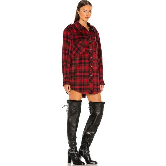 DUNDAS x REVOLVE Red Grunge LONDON OVERSIZED SHIRT small - Picture 3 of 14